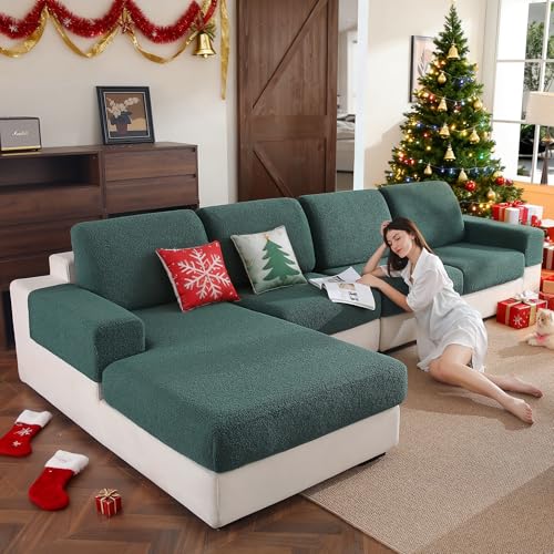 OHSIO Couch Cushion Covers for Sectional Sofa, Stretch Soft Sofa Slipcovers Washable Wear-Resistant Universal Furniture Protector for Living Room(1 Piece Large Cover, Green) OHSIO Couch Cushion Covers for Sectional Sofa, Stretch Soft Sofa Slipcovers Washable Wear-Resistant Universal Furniture Protector for Living Room(1 Piece Large Cover, Green)