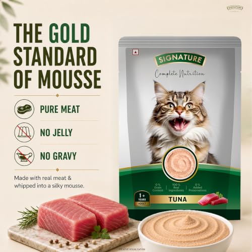 Image of Grain Zero Adult Cat Wet Mousse 80g Pack of 5, 400g | Tuna Flavour | Rich in Protein, Hydrating & Easy to Digest | Grain Free, No Artificial Flavours | with Essential Vitamins & Antioxidants