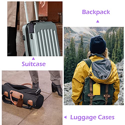8 Pieces Pu Leather Luggage Bag Case Tags Pu Leather Name Id Labels Privacy Luggage Labels For Travel Bag Suitcase (Yellow, Pink, Blue, Brown, Purple, Watermelon Red, Orange, Black) #TOP6