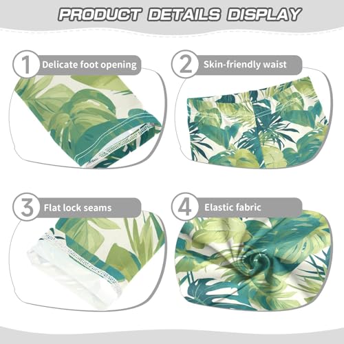 KLL Tropical Greens Leaves Little Girls Legging Casual High Waisted Athleisure Pants Gym3