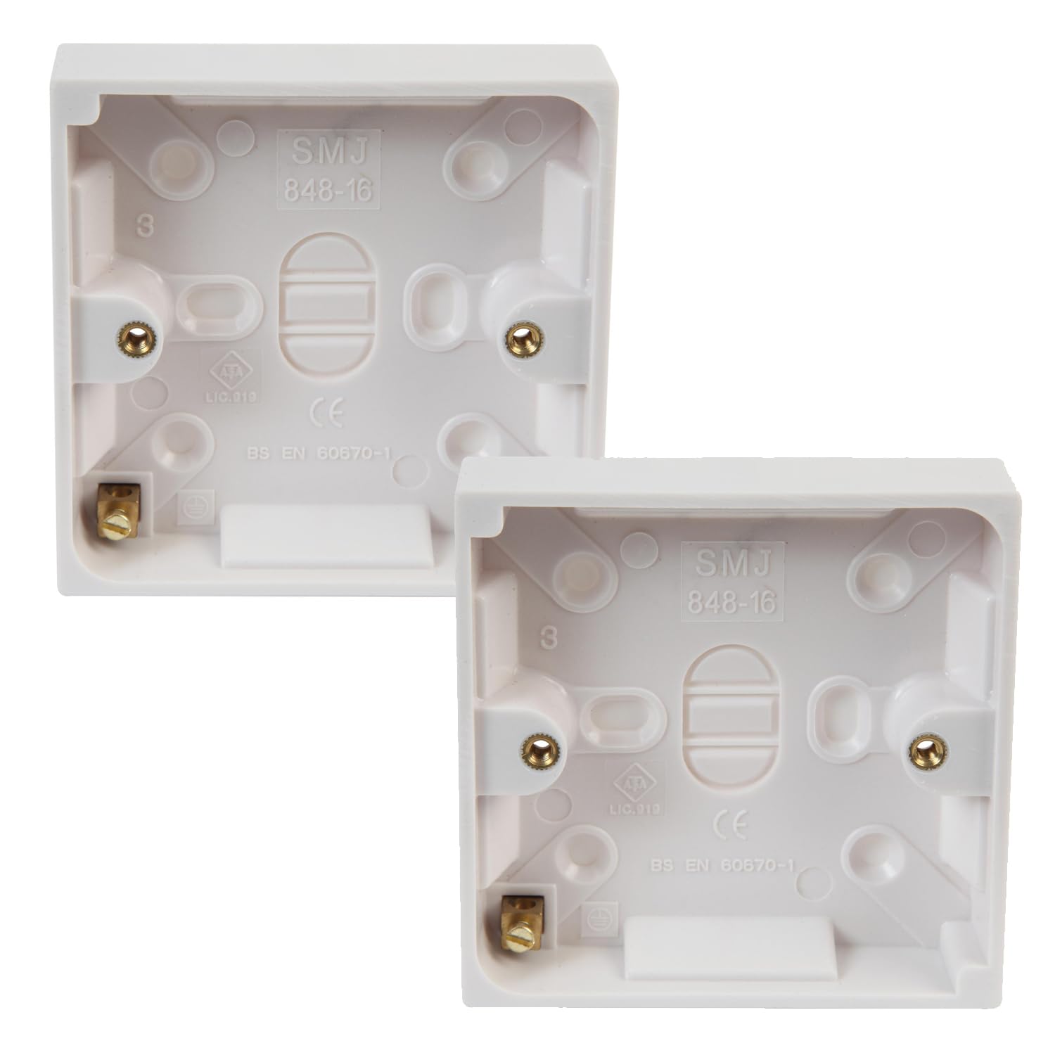 rhinocables 16mm Network Back Box - Surface-Mounted Pattress for CAT5e & CAT6 RJ45 Faceplates