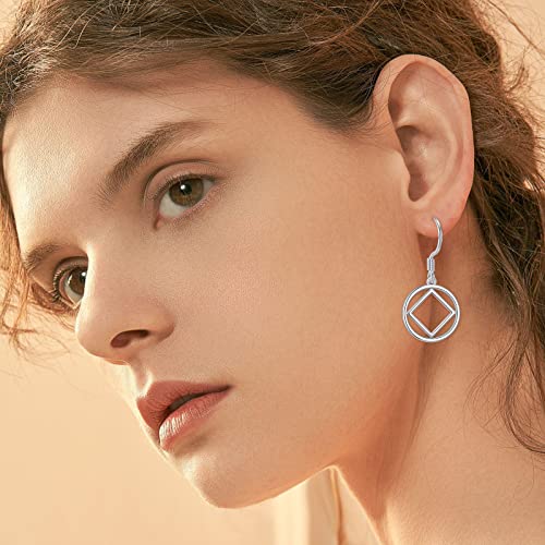 Sobriety Gift 925 Sterling Silver Alcoholics/Narcotics Anonymous Earrings AA/NA Recovery Symbol Sobriety Alcoholics/Narcotics Anonymous Gifts for Women Men4