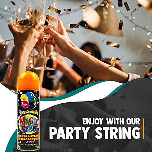 Toysery Party Streamer - Ultimate Spray String for Kids. Elevate Your Celebrations with Crazy String Fun! Comes with 12 Party Spray String in Can - Thumbnail 3