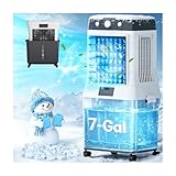 Swamp Cooler Air Conditioner, 3500 CFM 7 Gal Evaporative Air Cooler with 2 Ice Packs for 30H+ Cooling, 120° Oscillation, 3 Speeds, 3-in-1 Windowless Air Conditioner for Bedroom Apartment Office
