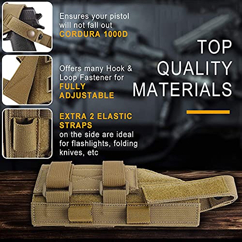 Acexier Universal Tactical Molle Pistol Gun Holster Adjustable Handgun Holster For 9Mm Glock 1911 G17 18 19 26 34, Ruger Lcp, Beretta #TOP2