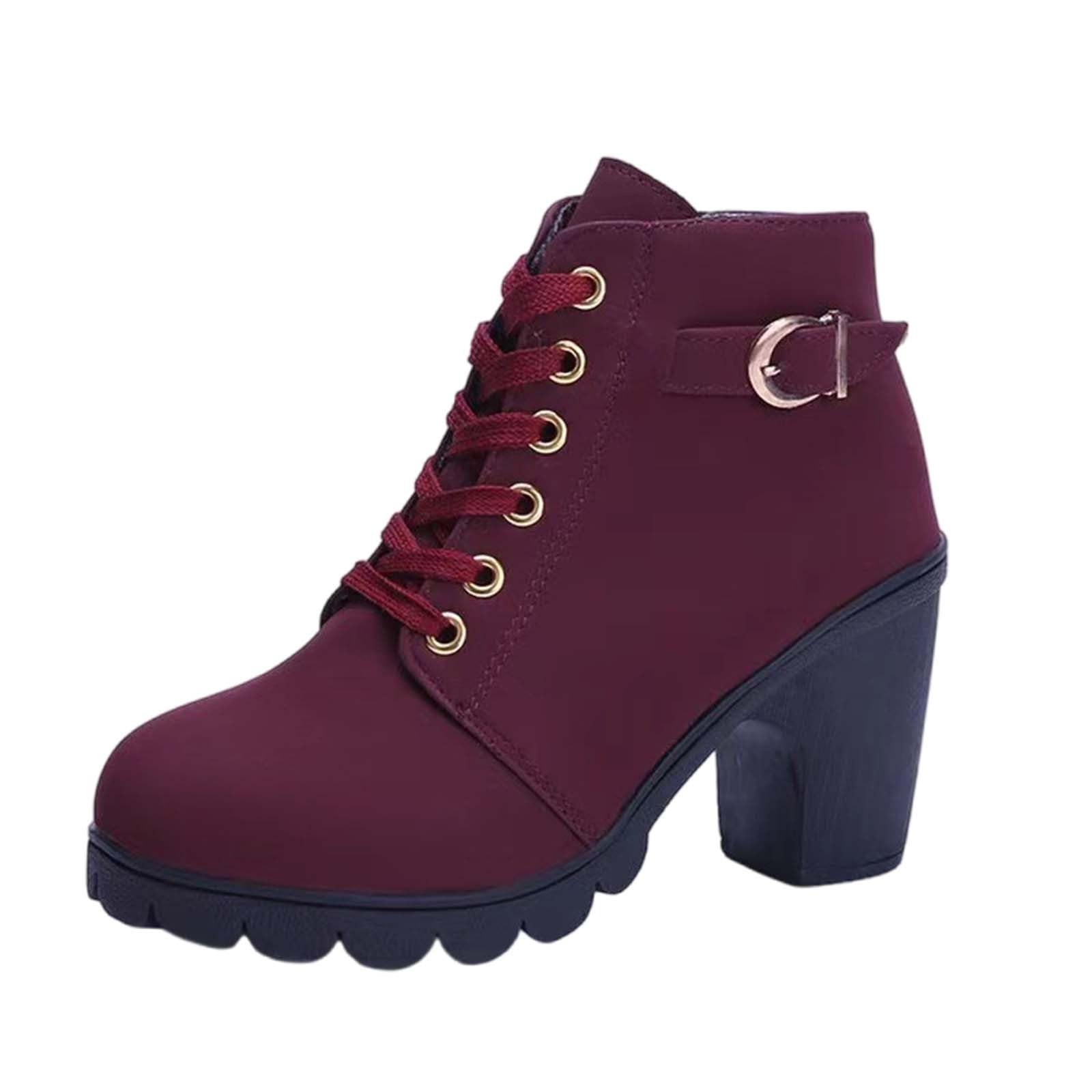 Bottines de combat plateforme rouge en cuir synthétique 40 - 4