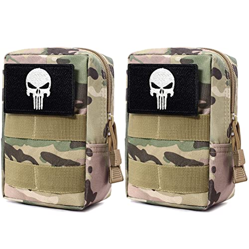 2 bolsillos para cinturón para hombre pequeño molle tácticos para herramientas de teléfono móvil, accesorios para camarera, bolsa de cintura EDC y dos parches con velcro (CP) Cover