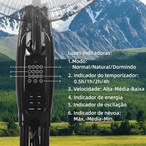 BEMMY Ventilador de névoa, 127V Ventilador Climatizador com Umidificador, Ventilador de Coluna,Venti