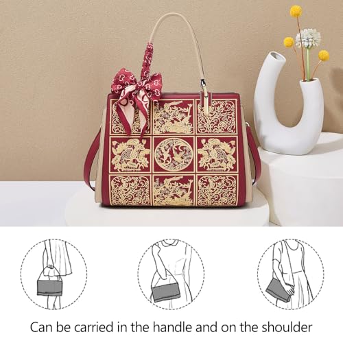 Image of FOXLOVER Medium Tote Bag for Women Designer Vintage Satchel Handbags Top-handle Purses