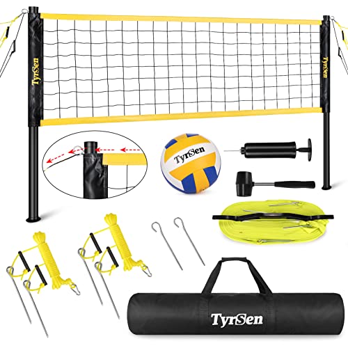 Ensemble combiné de volleyball et badminton portable pour jardin avec filet complet