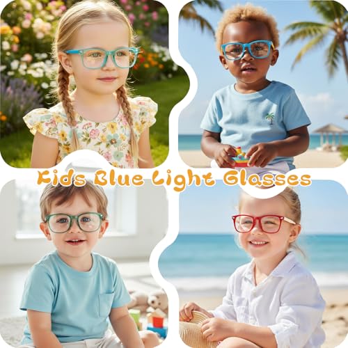 Image of Blue Light Blocking Glasses for Kids Boys Girls Computer Glasses TR90 Unbreakable Anti-Glare UV400 age 2-18