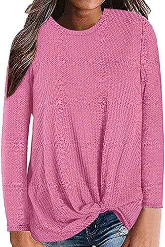 DAUXERY Tops Para Mujer Suéter De Talla Grande Sudadera Jerséis Señoras Otoño Invierno Sólido Informal Suelto Tejido Blusa De Manga Larga (Color : HOT PINK, One Size : S) Cover
