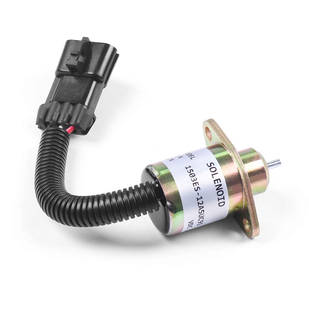 Solenoide de parada 1503ES-12A5UC9S 12V para Kubota V1505 R90 R-25-15230-01 25152300, kit de reemplazo de válvula electromagnética de válvula solenoide de parada de motor