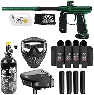 Maddog Empire Mini GS Full Auto Paintball Gun Marker w/ 48/3000 HPA Tank, Empire Halo Too Loader, HK Army HSTL Thermal Mask, 4-Pod Harness & (4) Pods Starter Package - Dust Green/Dust Black