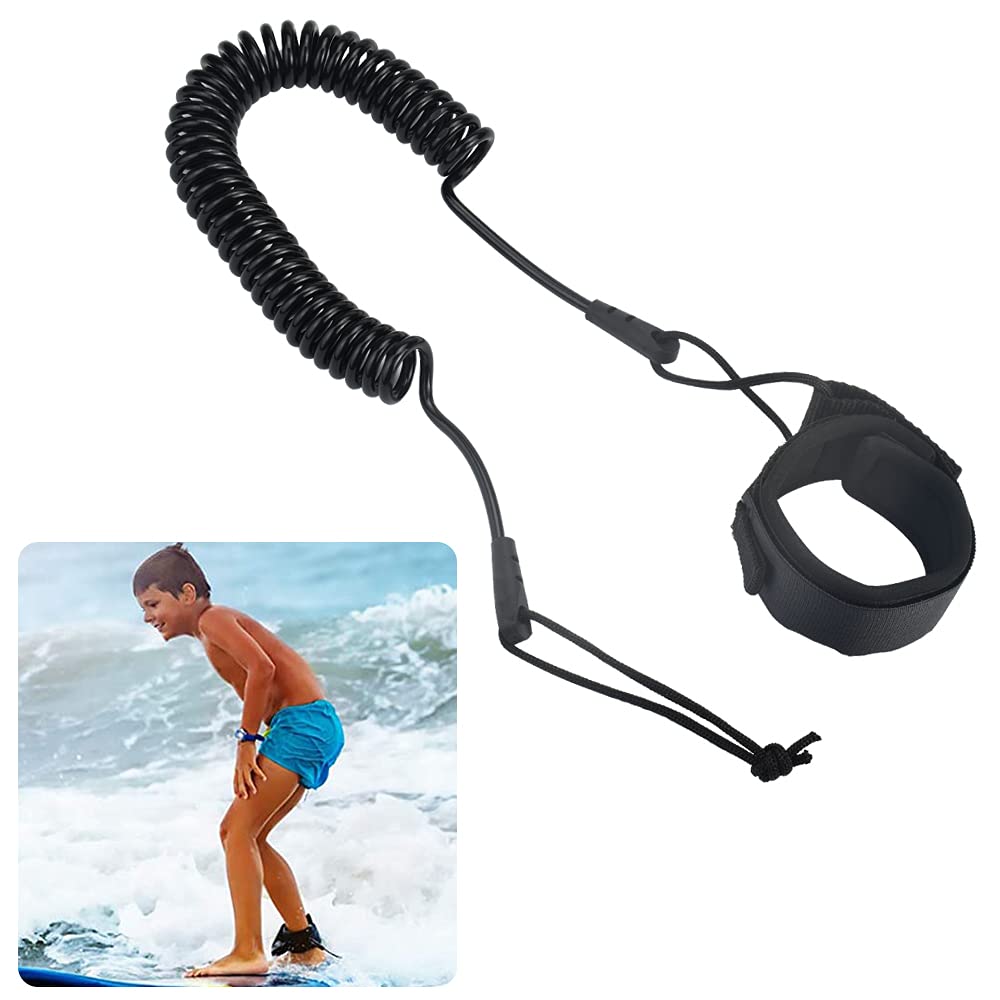 Surfboard Leash Paddle Board Fußseil TPU Seil Schlaufen Sicherheit Fußschlaufe Knöchelriemen 5.5mm Surf Sicherheitsfuß Seil Schwarz Wasserski Fußseil SUP Surf Leine für Surfbretter