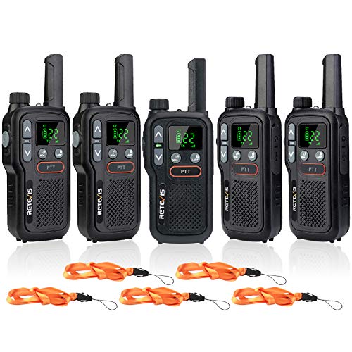 New Deal Retevis RB18 Walkie Talkies for Adults,Portable Small Two Way Radio Rechargeable,22 CH NOAA Dual PTT Flashlight VOX,Long Range 2 Way Radio for Commercial School Restaurant Grocery Store(5 Pack)