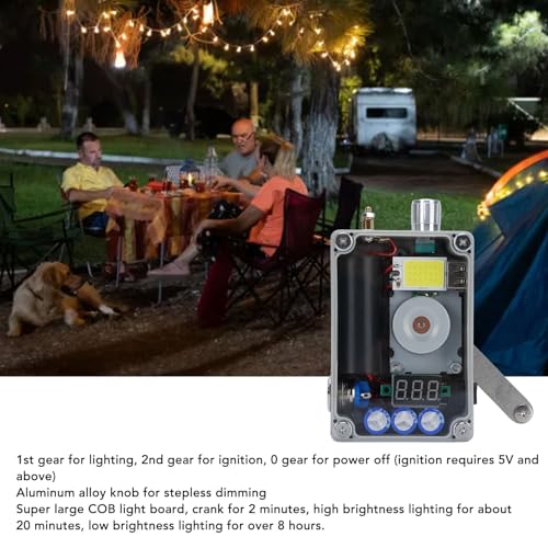 Generador Manual Portátil para Camping y Excursiones, Cargador de Manivela con Luz COB para Emergencias y Carga de Teléfono miniatura 3