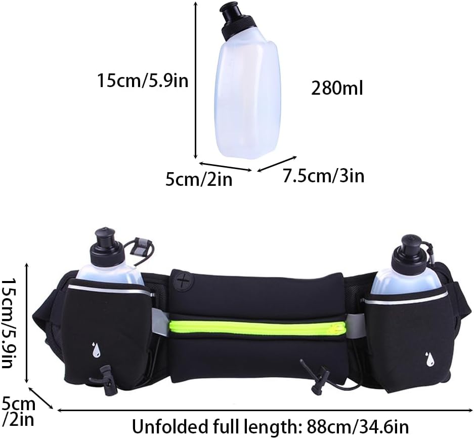 DONGKER Running Waist Bag,Waterproof Waist Pack with 2 Water Bottle Holder & Adjustable Strap & Headphone Hole for Hiking Running Walking Jogging Camping