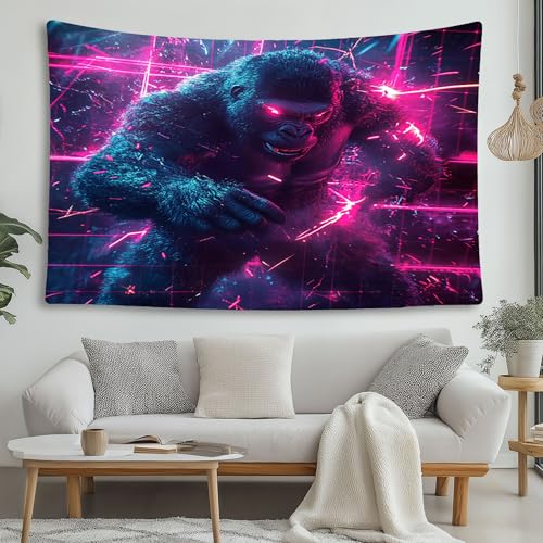 LCHMQ WandbehangCyberpunk Gorilla Modern Wandteppich Science Fiction Monster Design Wandtuch Polyester Tagesdecke für Bett Sofa 230x180cm