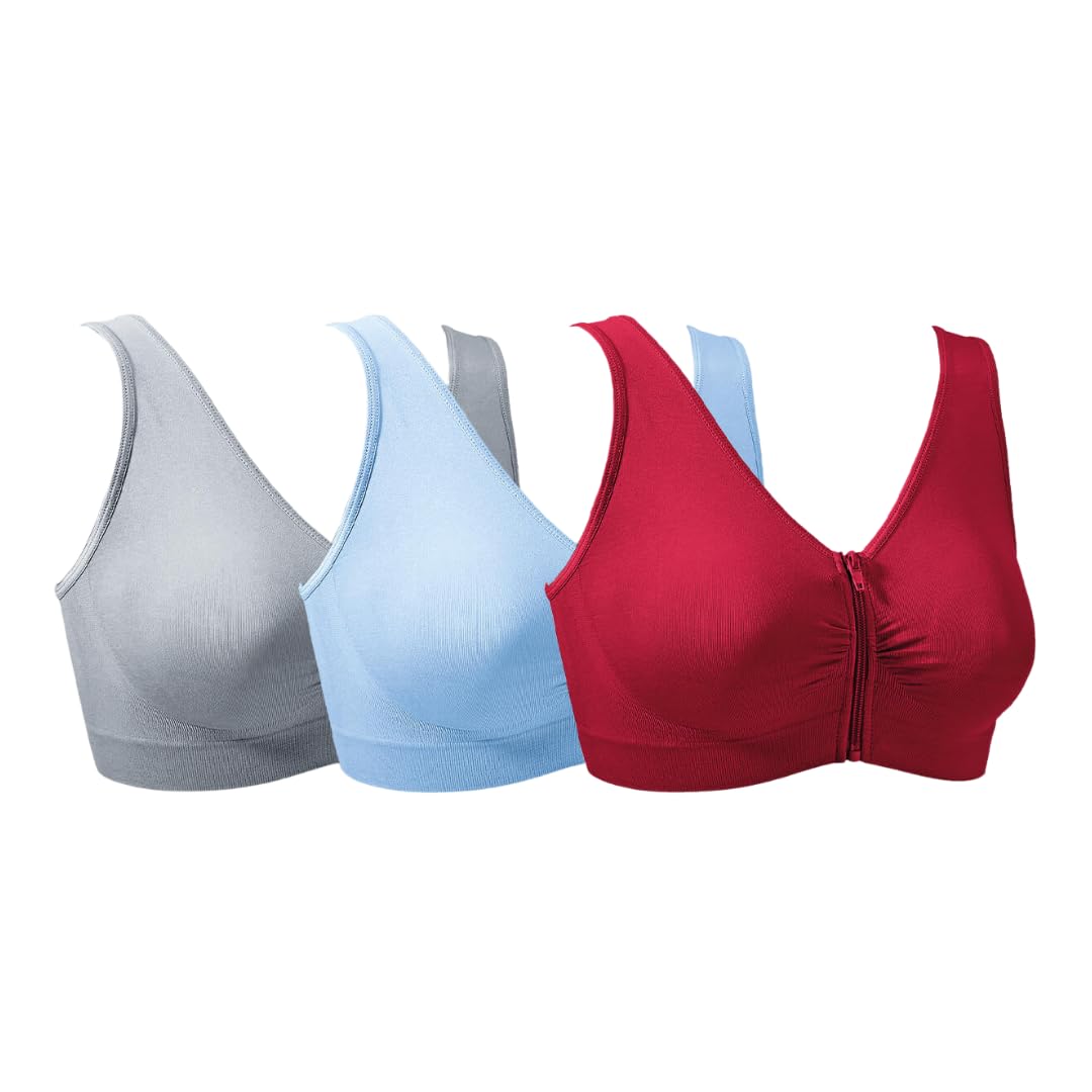 Coopers of Stortford Women's Zip-Front Comfort Bras - XL - Nylon/Elastane Blend