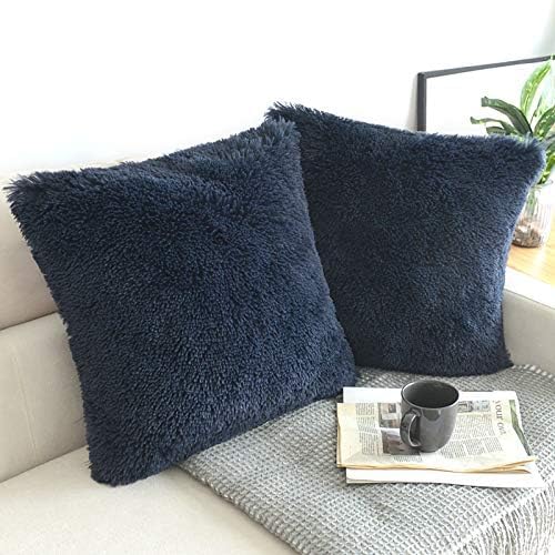 Image of Faux Fur Throw Pillow Covers for Couch Decorative Pillows 24x24 Inches