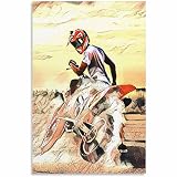 SOGLOW impression sur toile 40x60cm Sans cadre Enduro Race Moto affiche Décor Nordique Bureau Salle De Bains Bar Mur Art Imprimer