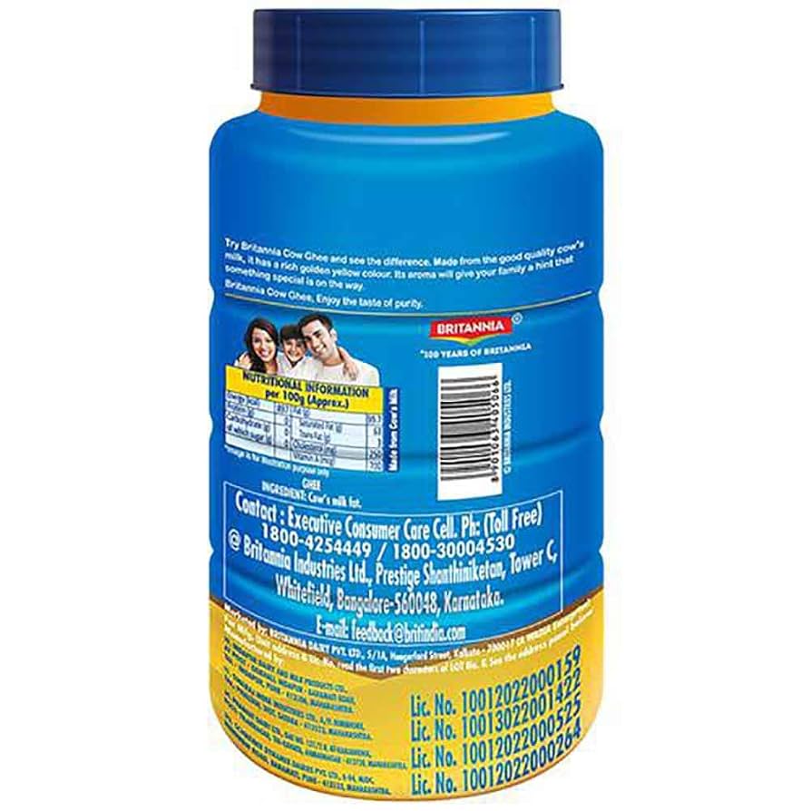 Amazon.com: Britannia Pure Cow Ghee 16.90floz (500ml) - Pack