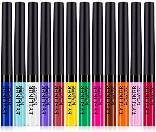 Matte Liquid Eyeliner 12 Colors Waterproof High Pigmented Smudgeproof Long Lasting Colorful Eye Liner Pen Set for women