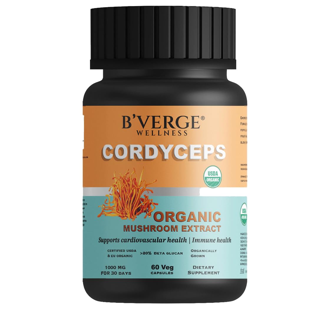 BVERGE® Cordyceps mushroom Extract Supplement 500mg | Healthy Heart Function, Energy & Stamina Support | Lung and kidney health | Testosterone & Virility | USDA Organic (60 Capsules, 60) (B0D7VSN3ZD) Amazon Price History, Amazon Price Tracker