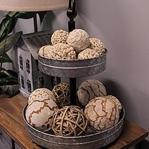Versatile 16-Inch High Galvanized Metal Two-Tier Rustic Round Tray Stand: Perfect for Serving, Kitchen Decor, Centerpiece, and More in Country Farmhouse Style Versatile 16 Inch High Galvanized Metal Two Tier Rustic Round Tray Stand Perfect for Serving Kitchen Decor Centerpiece and More in Country Farmhouse Style
