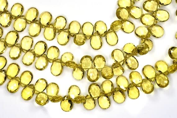 Quartz citron perles briolette AAAA sans reflets ternes pour bijoux éclatants - 2