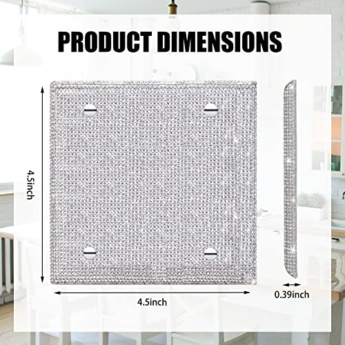 Image of Shiny Silver Rhinestones Light Switch Cover Blank Wall Plates Cover Double Toggle Wall Plate Toggle Light Switch Cover Rhinestones Outlet Covers Wall Plate