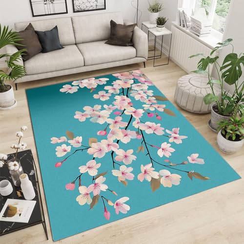 Tapis doux branches fleuries style vintage lavable grand format - 3