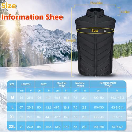 Beheizbare Weste,Beheizte Weste Damen/Herren,Winter Warm Draussen USB Aufladung Elektrische Heizweste Beheizbare Weste mit 9 Heizzonen,Beheizte Weste für Outdoor Motorrad Radfahren (M, Schwarz)