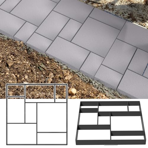XMTECH Lot de 2 moules de pavés DIY en plastique - Forme de coffrage irrégulière - Pour trottoirs, pelouses et jardins