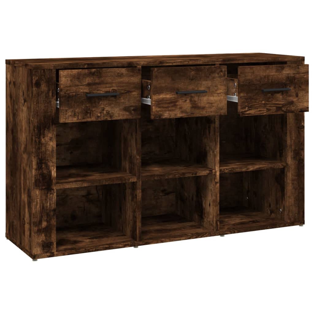 Kredens dąb wędzony 100 x 30 x 59,5 cm, materiał drewnopochodny, wytrzymała szafka z dużą ilością miejsca do przechowywania, uniwersalny mebel do salonu, kuchni, przedpokoju