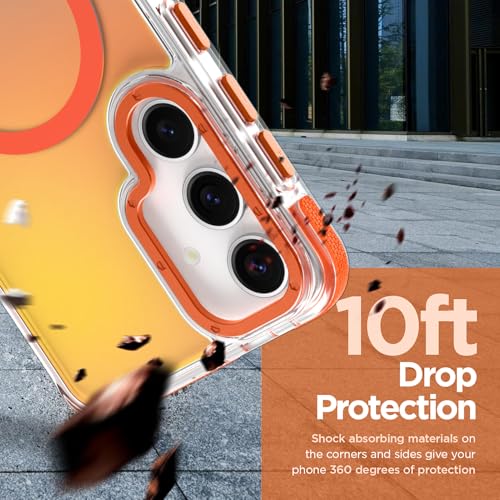 Image of Magnetic Case for Samsung Galaxy S25 Plus [Compatible with Magsafe] [Cute Fashion Fluorescent Design] [1 Screen Protector] Slim Translucent Matte Case for Galaxy S25 Plus 6.7 inch, Orange