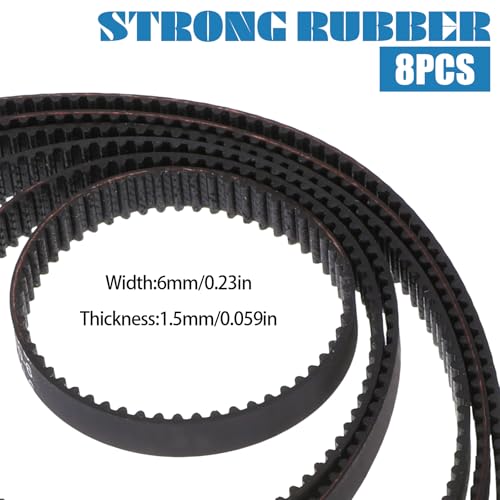 8 Stück 3D Drucker Zahnriemen, 6mm Breite Closed Loop Gummiriemen Geschlossen Riemen 110mm 112mm 122mm 158mm 200mm 280mm 300mm 400mm Breite 6mm Riemen für 3D-Drucker