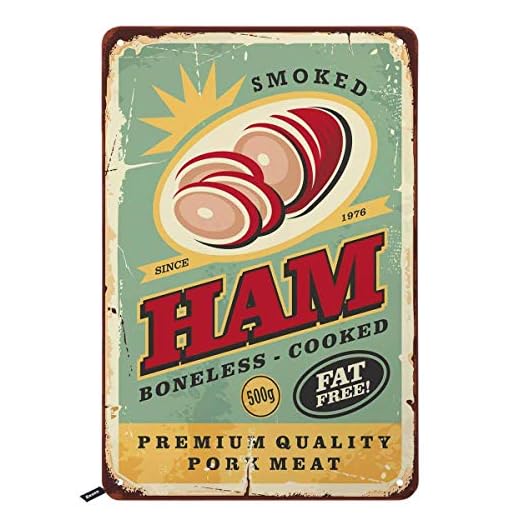 Butchery burk skinka rökt metallskylt, rolig retro tennskylt, mångsidig konst tennskylt, vintage look skylt affisch plakat för kafé bar pub väggdekoration, 20 x 30 cm (8 x 12 tum)