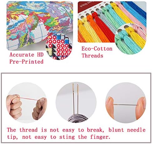DIY 11CT Stamped Cross Stitch Kits Fabric Crafts Needlework Full Range of Embroidery Starter Kits for Beginners Pre-Printed Patterns - Image 4