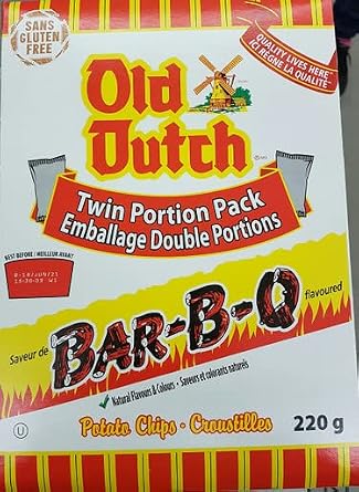 Old Dutch BBQ Potato Chips, 220g/7.8 oz., Box Imported from Canada