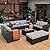 Rattaner Patio Furniture Sets 7 Pieces Outdoor Furniture Sectional Patio Couches Set with Storage Table Light Grey Cushions