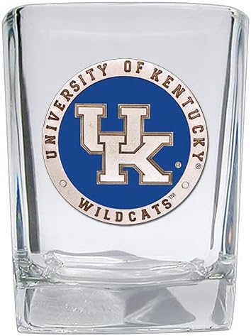 University of Kentucky Square Shot Glass | Hand-Sculpted 1.5 Ounce Shot Glass | Intricately Crafted Metal Pewter Alma Mater Inlay