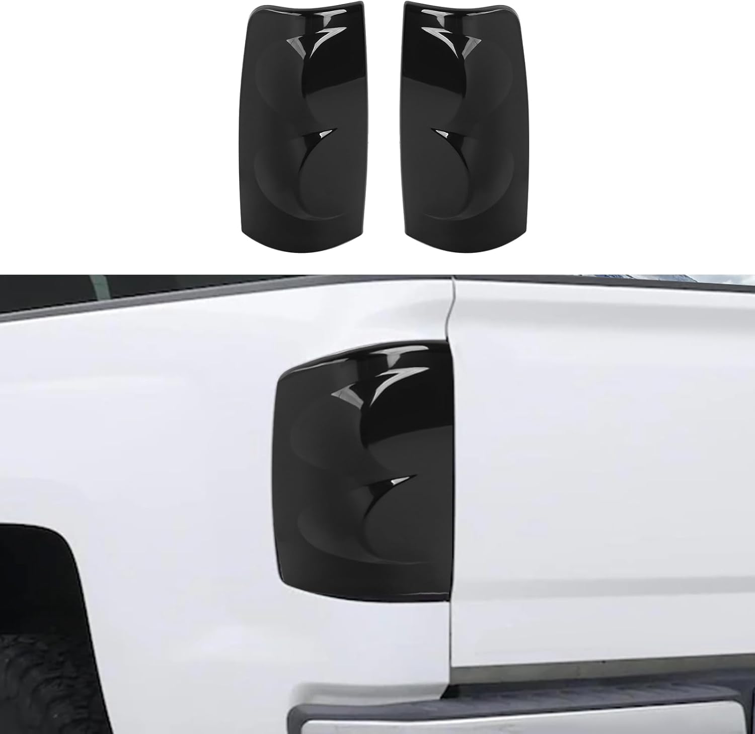CheroCar Smoked Black Tail Light Lamp Cover Guard Trim Frame Bezels Decoration Accessories Fit for 2003-2006 Chevrolet Silverado