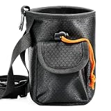 SONITI Chalk Bag, Sleek Black Grain Climbing Chalk Bag with Multi Storage
