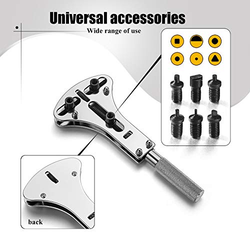 Watch Back Case Opener, Watch Battery Replacement Tool Kit for Watch Repair, 3 Jaw Type XL Tripod Wrench + Adjustable Holder + Opener Knife with Case