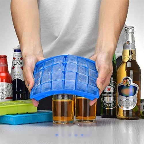 24 Ice Cube Hot Silicone Freeze Mold Bar Pudding Jelly Chocolate Maker Mold Box Cold Drinking (Multi-Color)