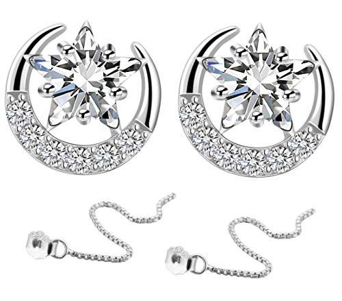 KIPONE Pendientes para mujer Juego de plata de ley 925 Pendientes de diamantes con caja de regalo EDXZ013