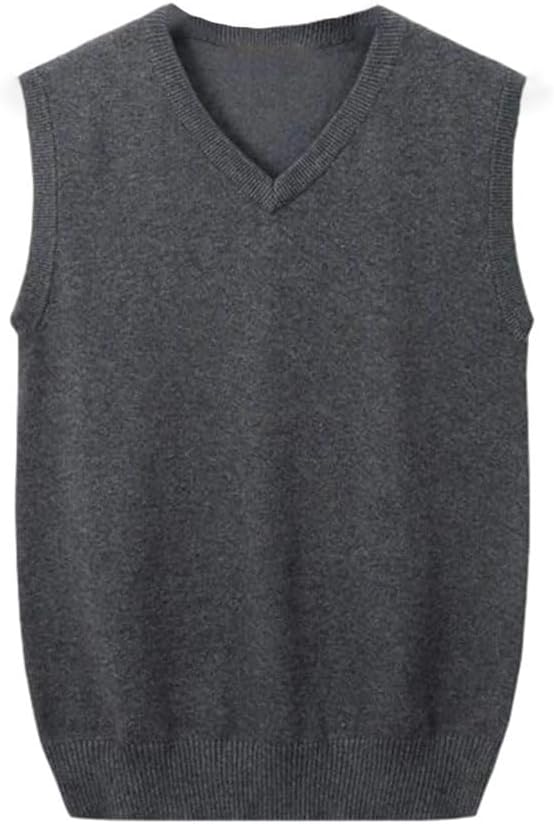 Men Fall Winter V-Neck Sleeveless Tops Male Middle-Aged Sweater Vest Men's Thick Solid Color Knitted Waistcoat