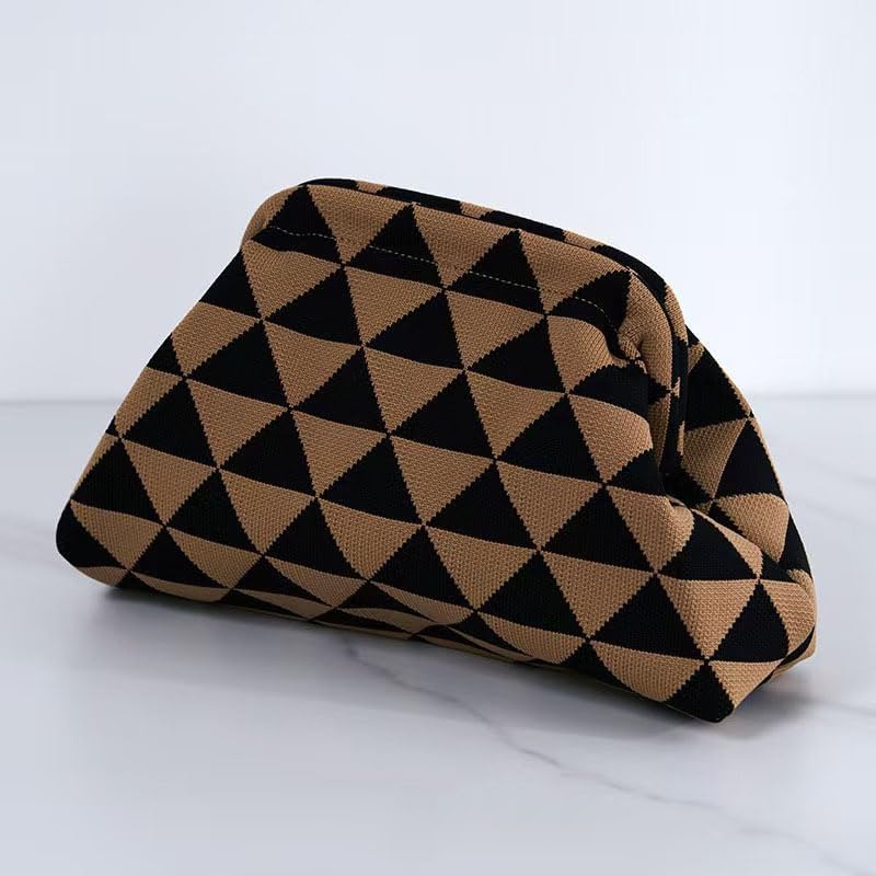 Women Clutch Purses,Summer Beach Woven Crochet Bag 2025,Evening Handbag Dumpling Striped Ruched Cloud Purse - Image 4